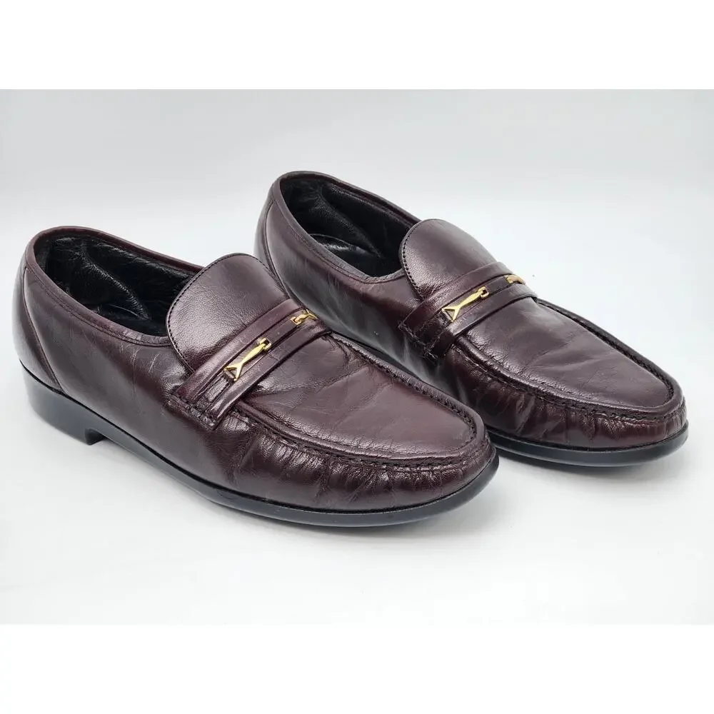 Florsheim FLS Brown Leather Slip On Gold Horse Bit Loafers Old Money Size 9